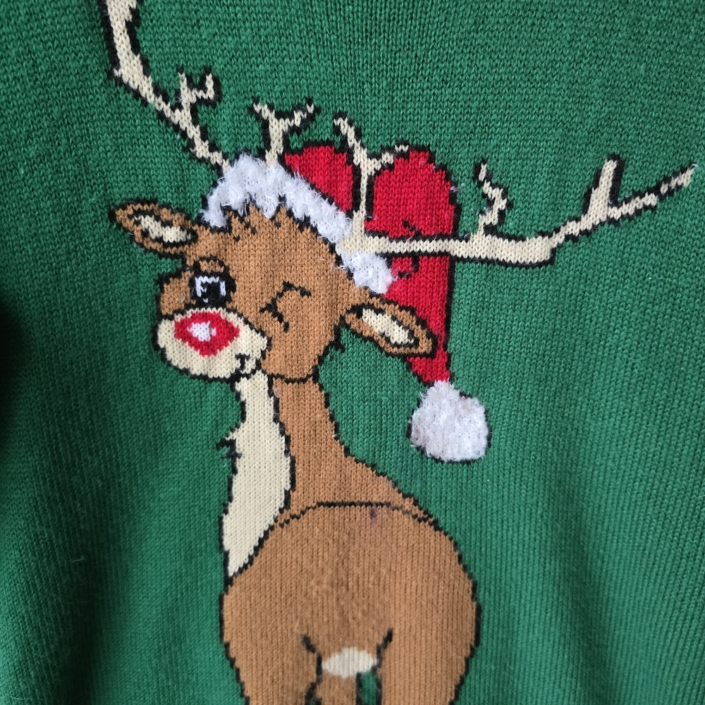 Vintage Retro D Ugly Christmas Sweater Reindeer Womens Medium - Picture 2 of 11